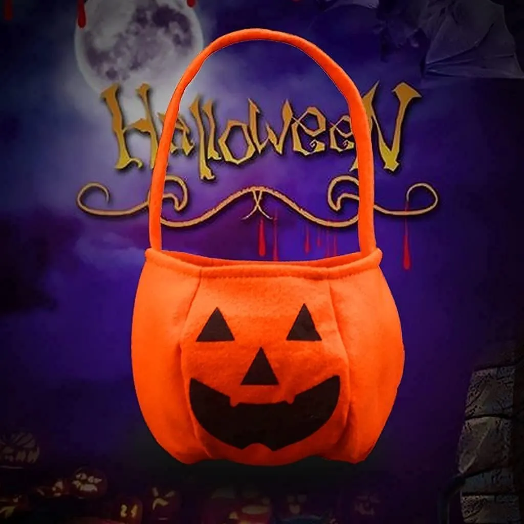 Rozi Decoration Pumpkin Basket for Halloween Set of 2 Pcs Halloween Basket Cat | Halloween Decoration Things | Pumpkin Candy Basket