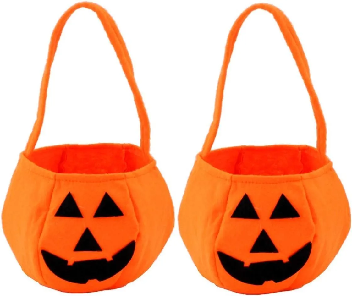 Rozi Decoration Pumpkin Basket for Halloween Set of 2 Pcs Halloween Basket Cat | Halloween Decoration Things | Pumpkin Candy Basket