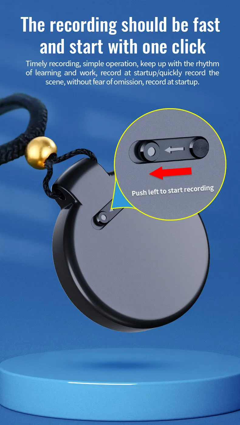 S30 32GB Mini Key Chain Voice Recorder Sound Activated Round Pendant 1536Kbps PCM 25 Hour Battery