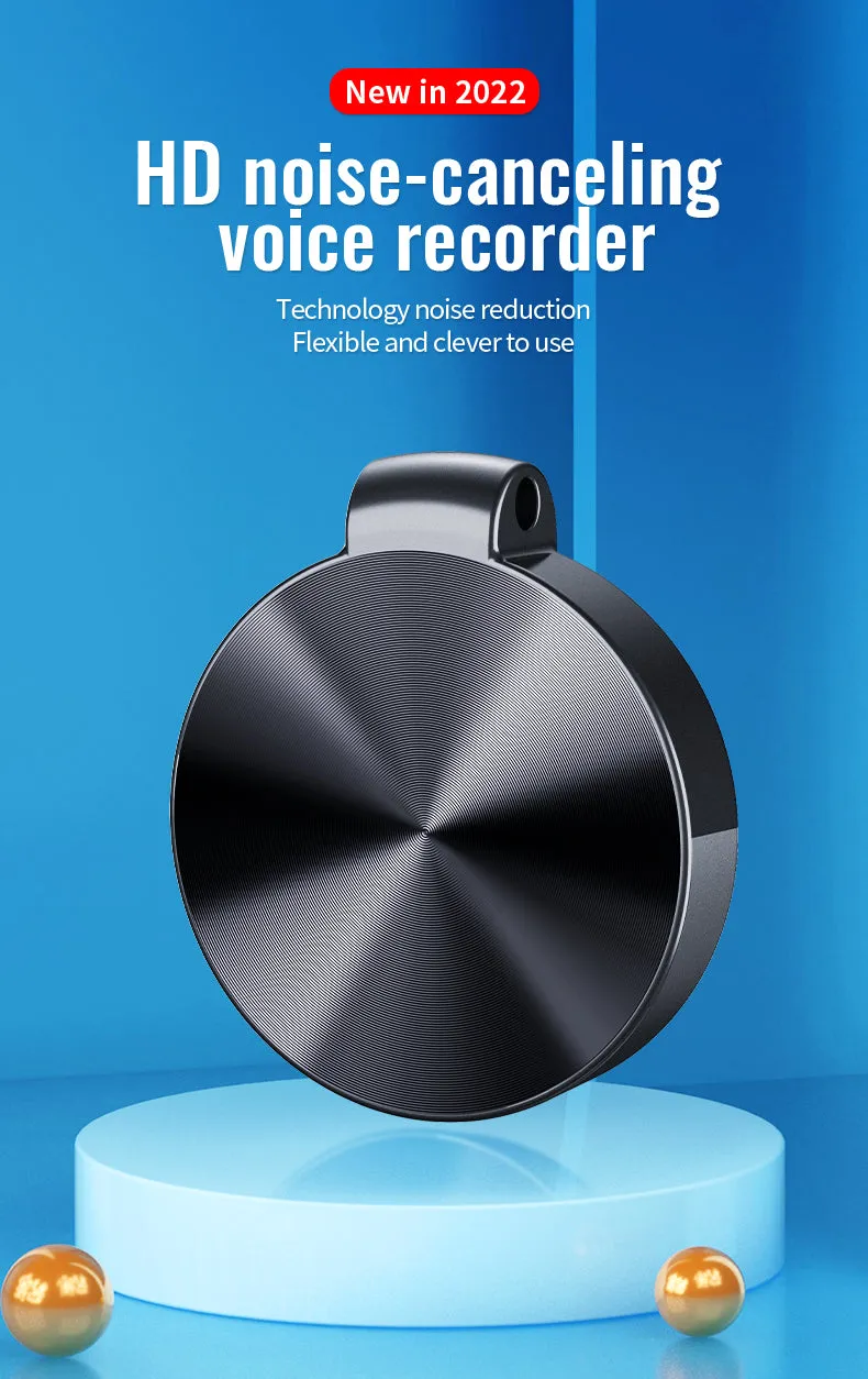 S30 32GB Mini Key Chain Voice Recorder Sound Activated Round Pendant 1536Kbps PCM 25 Hour Battery