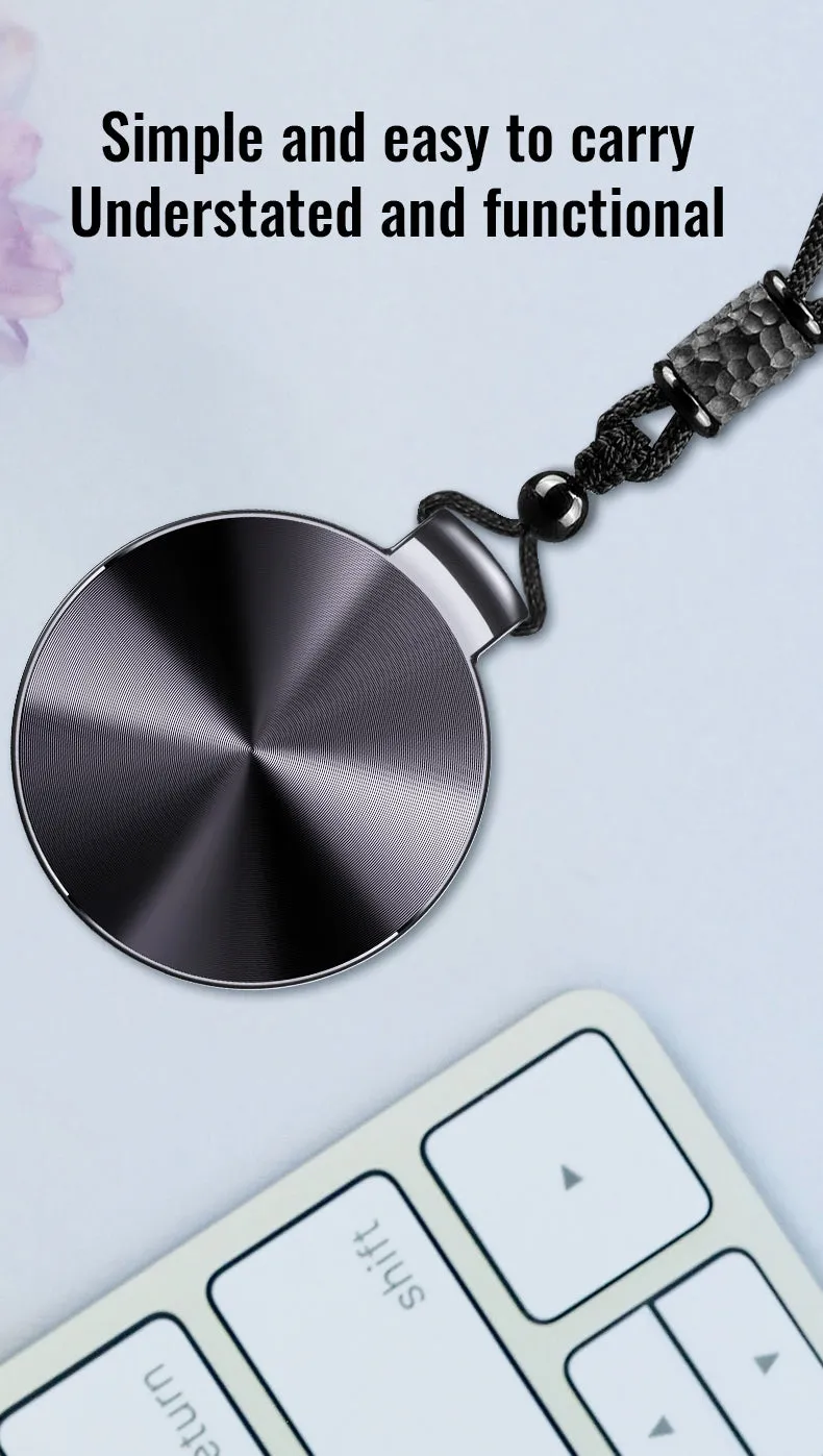 S30 32GB Mini Key Chain Voice Recorder Sound Activated Round Pendant 1536Kbps PCM 25 Hour Battery