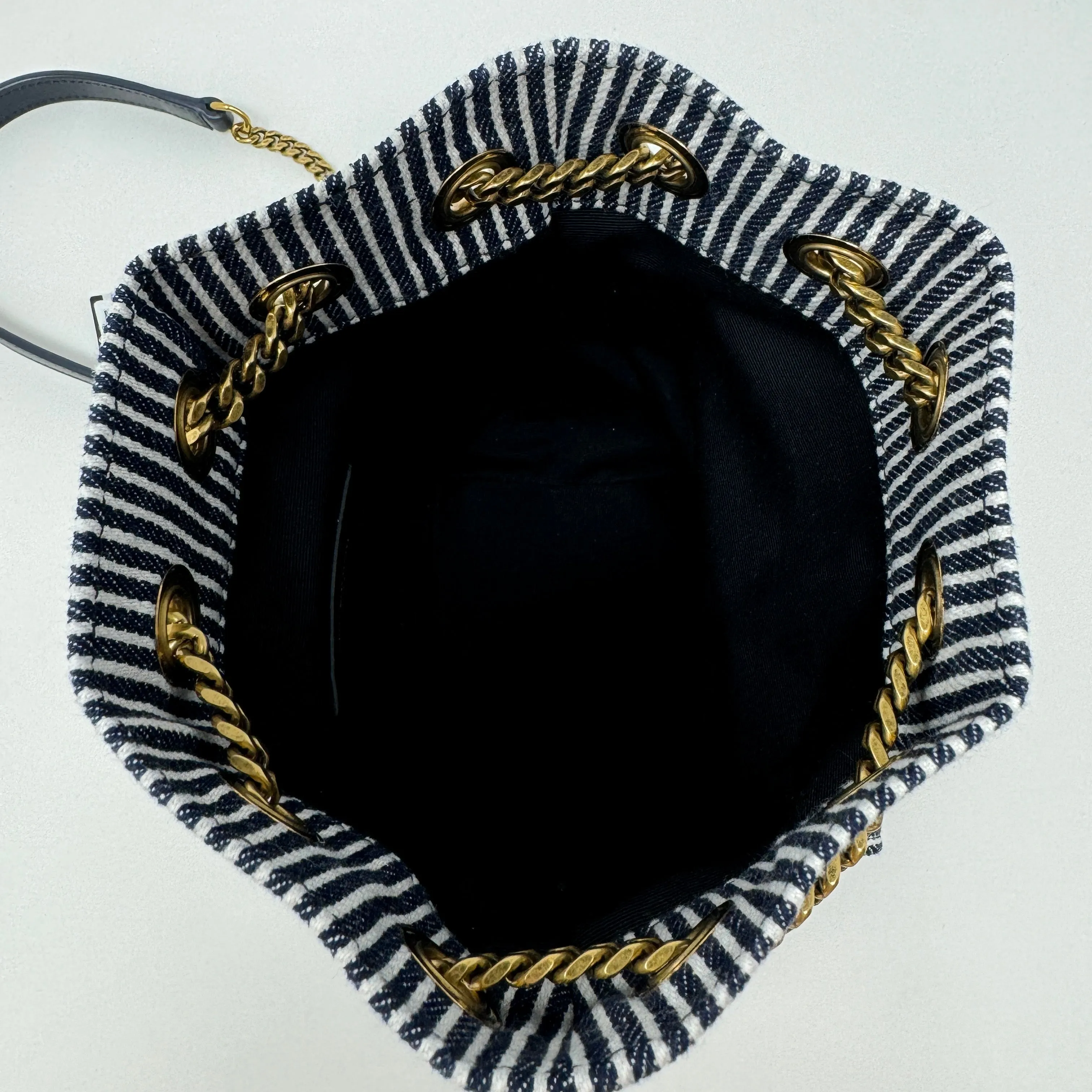 Saint Laurent Nano Bucket Striped Denim