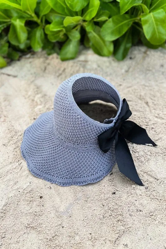Satin Bow Foldable Summer Sun Visor