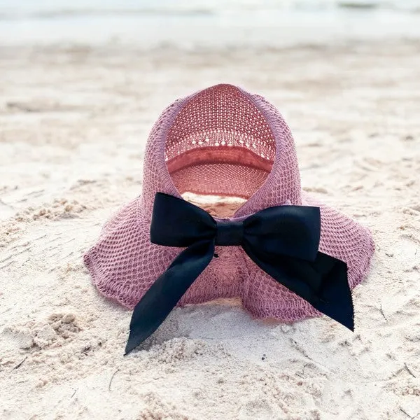 Satin Bow Foldable Summer Sun Visor