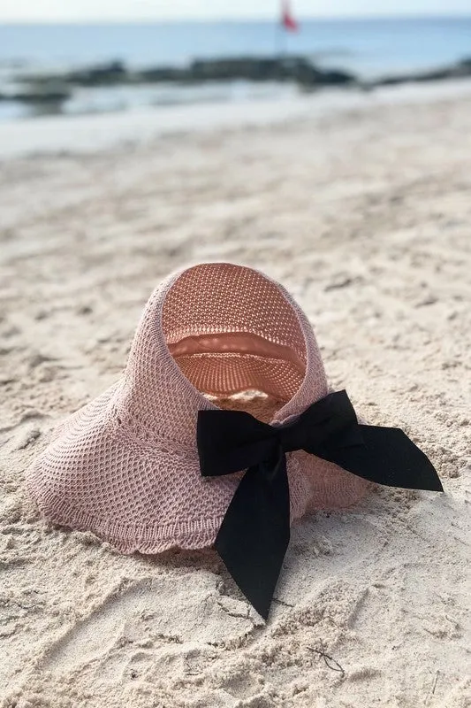 Satin Bow Foldable Summer Sun Visor