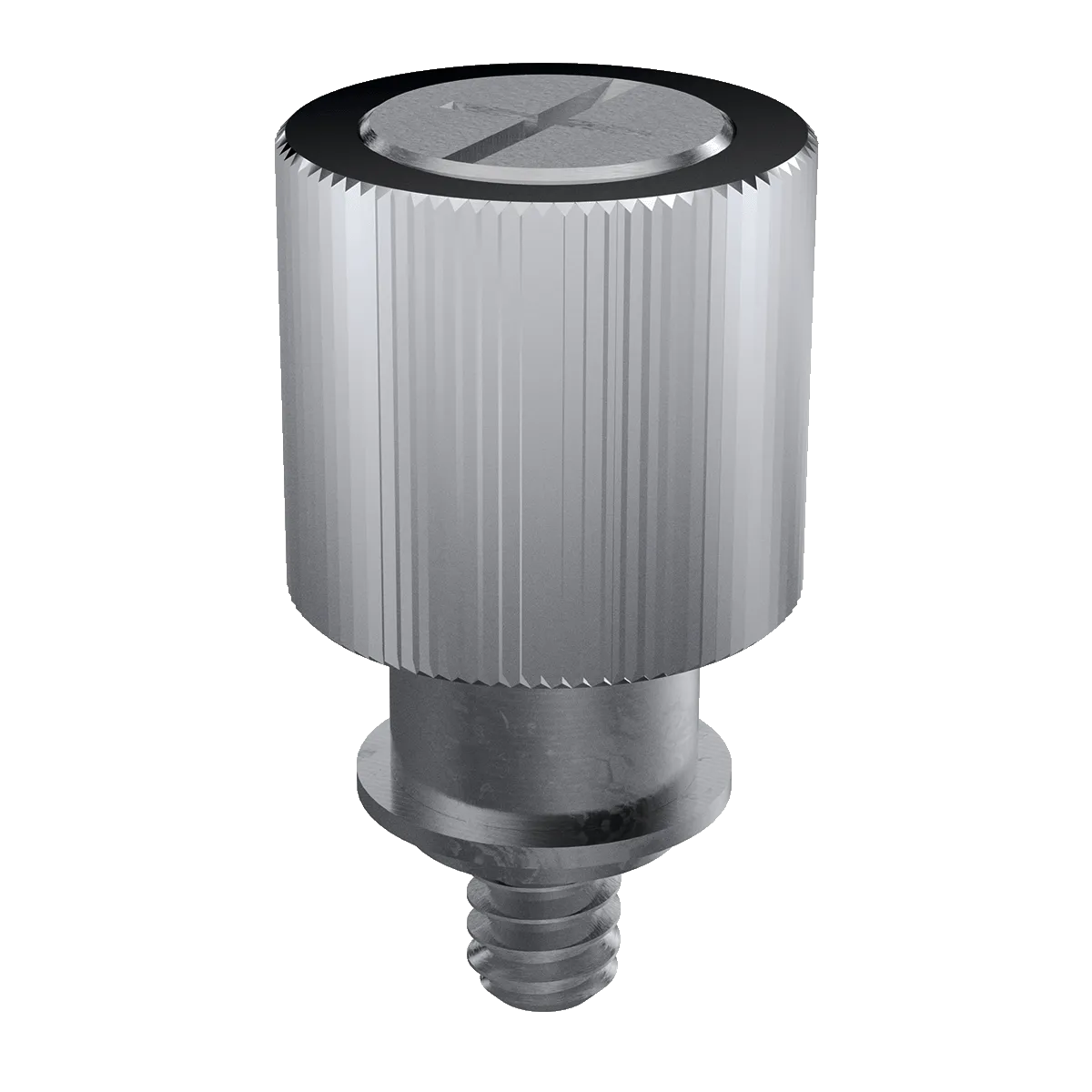 Self-Clinching Collar Base Panel Fastener, Knurled Head, Aluminum Knob, Steel Base, Stainless Screw, 10-32 x 1, 100 Pack