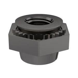 Self-Clinching Nut, Locking Thread, 300 Series Stainless Steel, Black Dry Film Lubricant, 6-32 x 1, 100 Pack