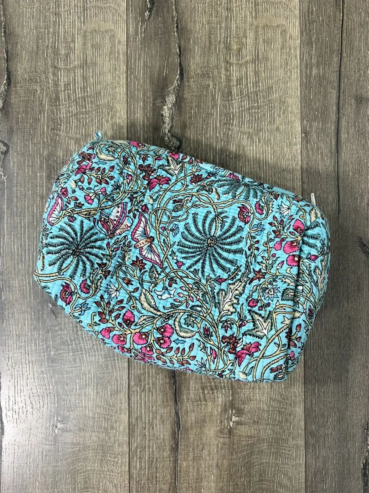 Set Of Three Quilted Floral Print Wash Bags