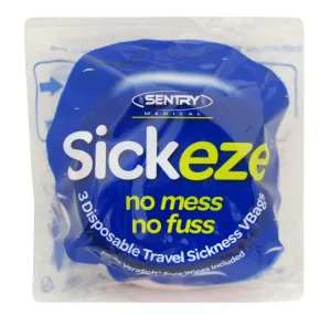SICKEZE 3PK VOMIT BAGS WITH WIPES