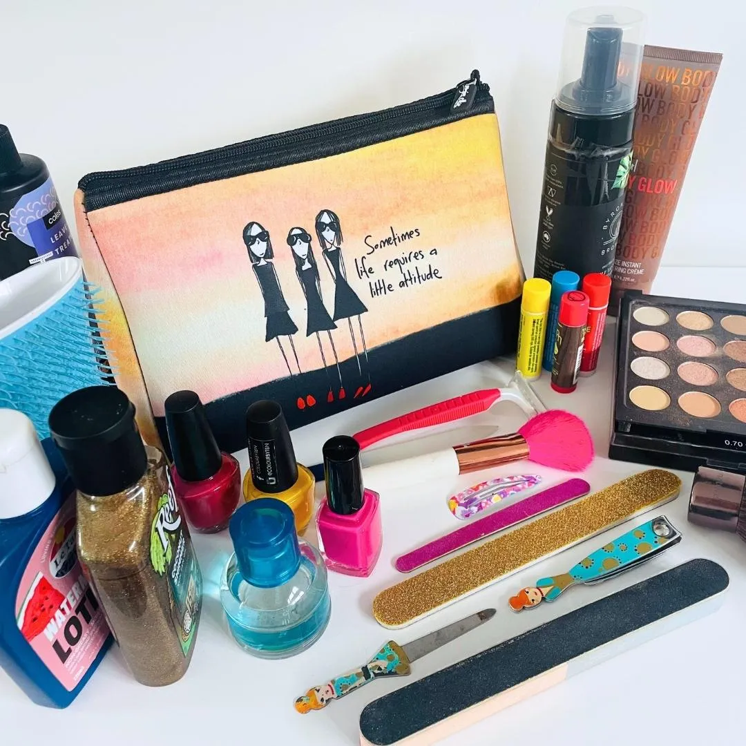 'Sometimes life requires a little attitude' Cosmetic Bags (2 sizes)