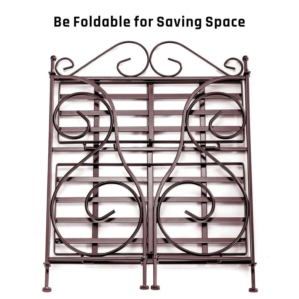 Spice Rack, iSPECLE 2-Tier Foldable Shelf Rack Kitchen Bathroom Countertop, 2-Tier Standing Storage Organizer Spice Jars Bottle Shelf Holder Rack -Classic Bronze Coating
