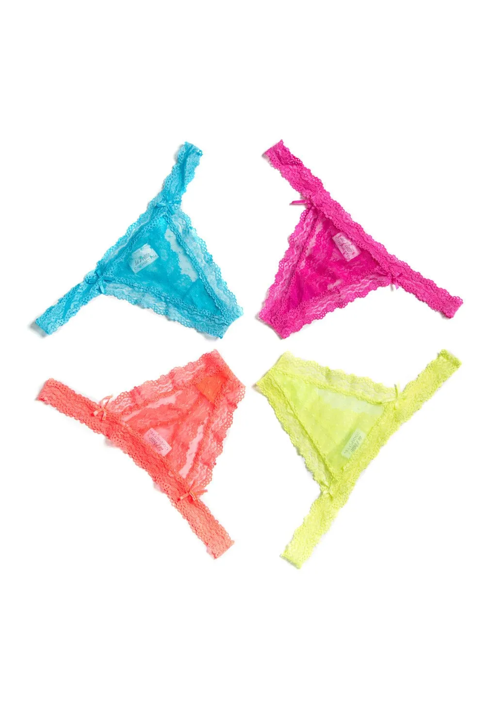 Stretch Lace Thongs With Scalloped Trim