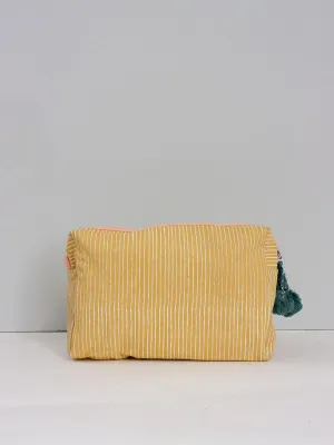 Stripe Washbag, Mustard