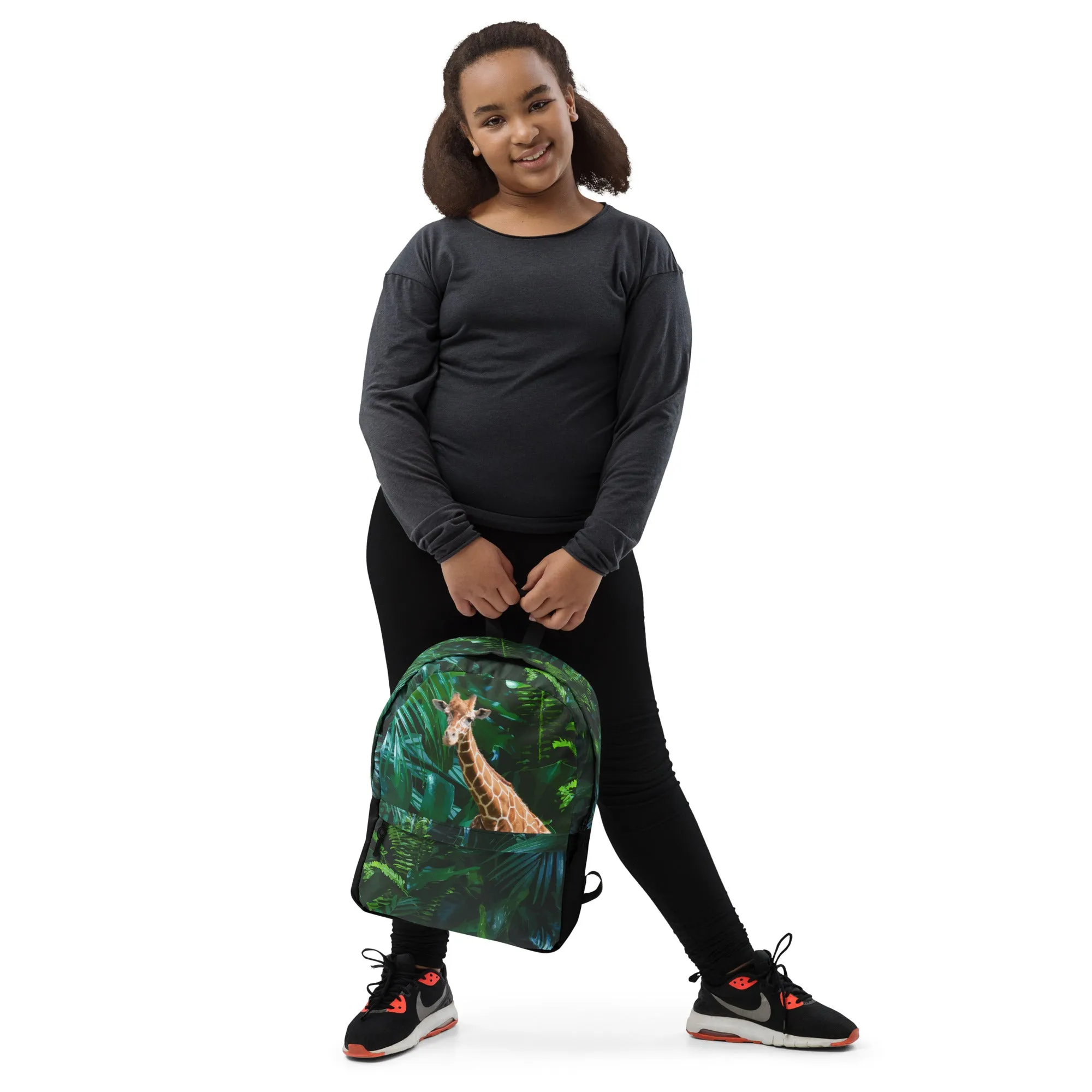 Tall Giraffe Surrounded by Greenery Backpack