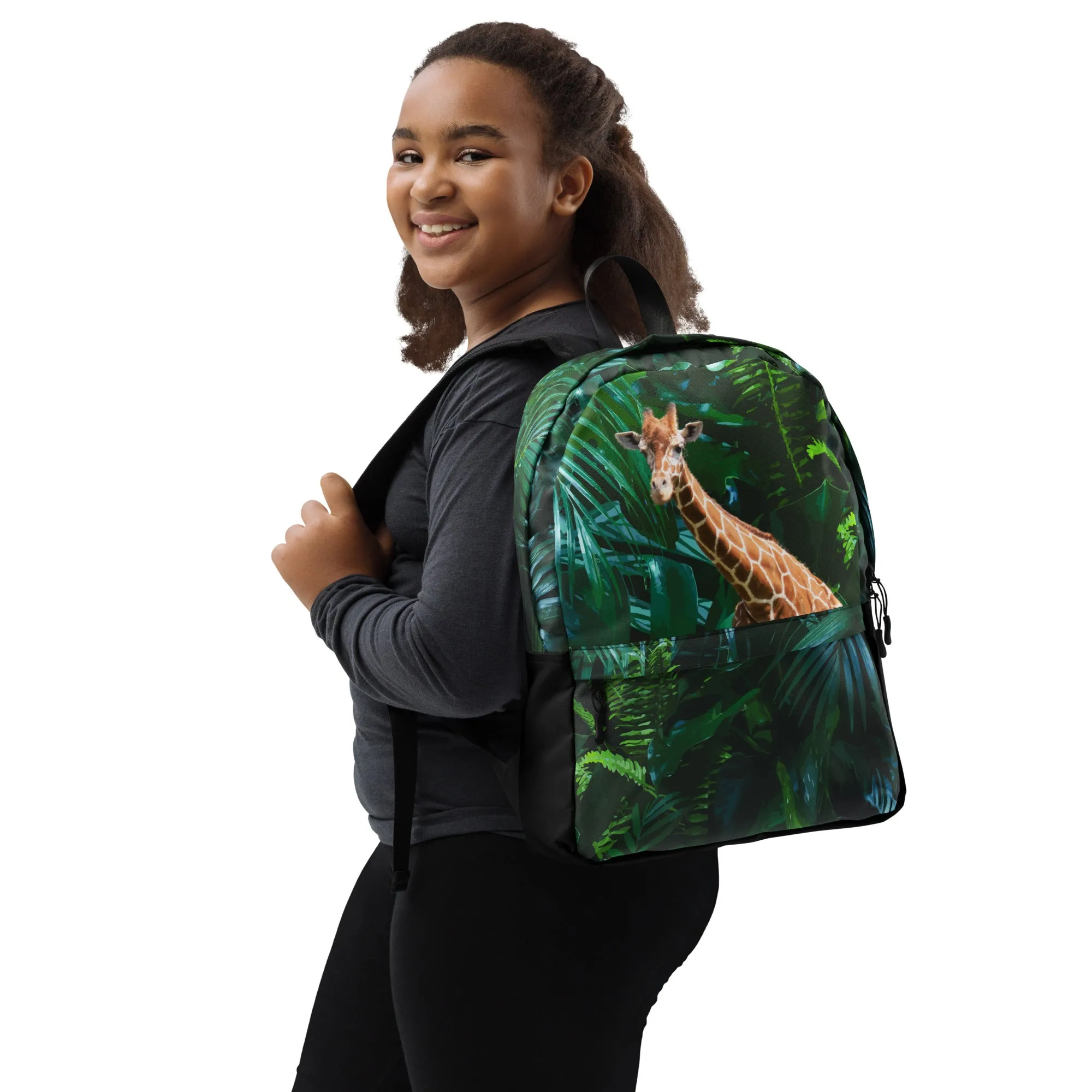 Tall Giraffe Surrounded by Greenery Backpack