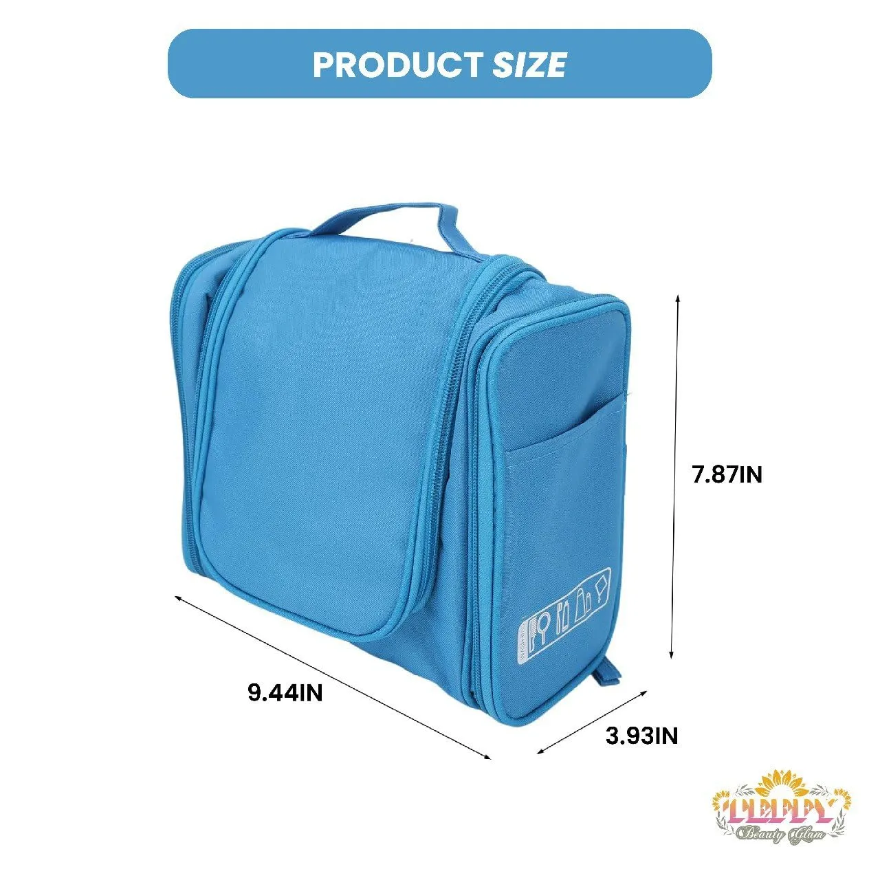 Teffy Beauty Glam - Glam Cosmetic Bag - Makeup & Toiletry Essentials for Women & Men - Blue