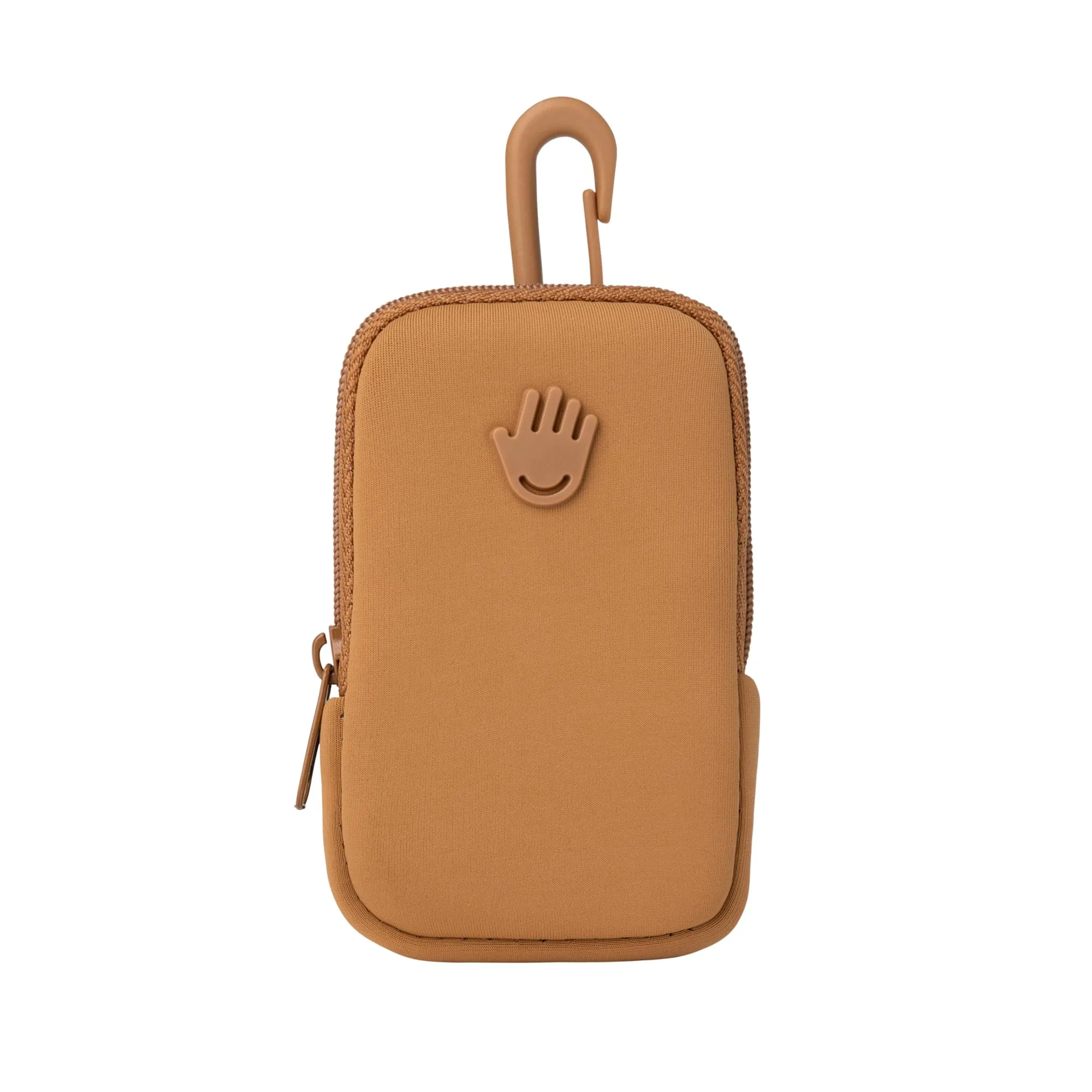 Touchland Touchette Zippered Pouch, Attachable Fashion Accessory with Snap Hook Hand Sanitizer 1FL OZ., Caramel