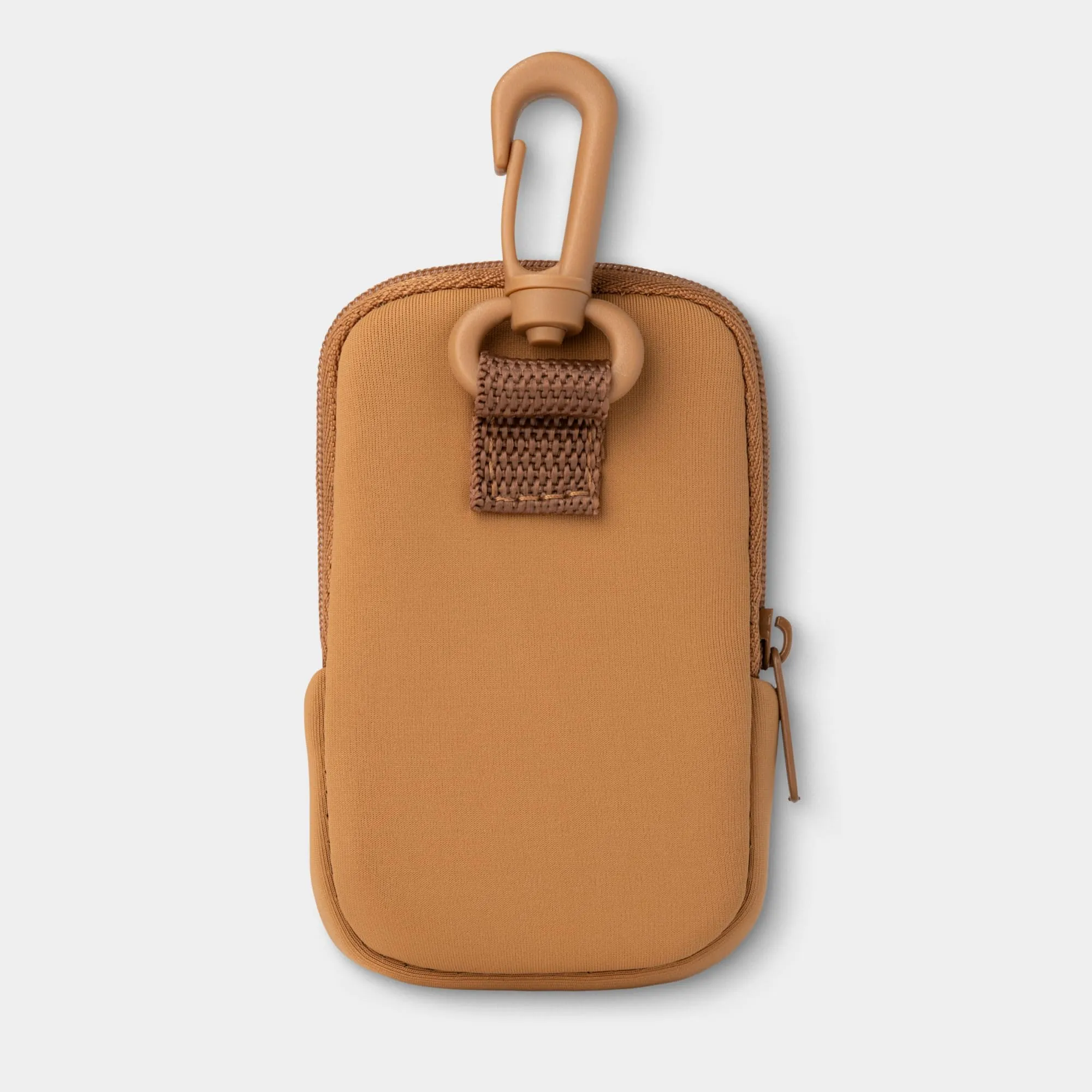 Touchland Touchette Zippered Pouch, Attachable Fashion Accessory with Snap Hook Hand Sanitizer 1FL OZ., Caramel