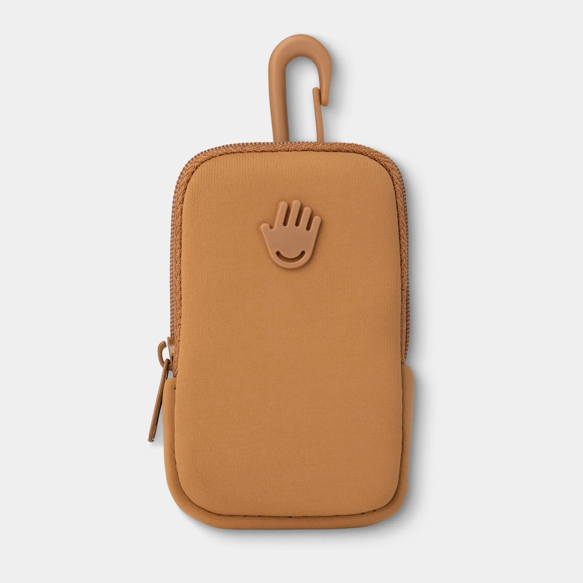 Touchland Touchette Zippered Pouch, Attachable Fashion Accessory with Snap Hook Hand Sanitizer 1FL OZ., Caramel