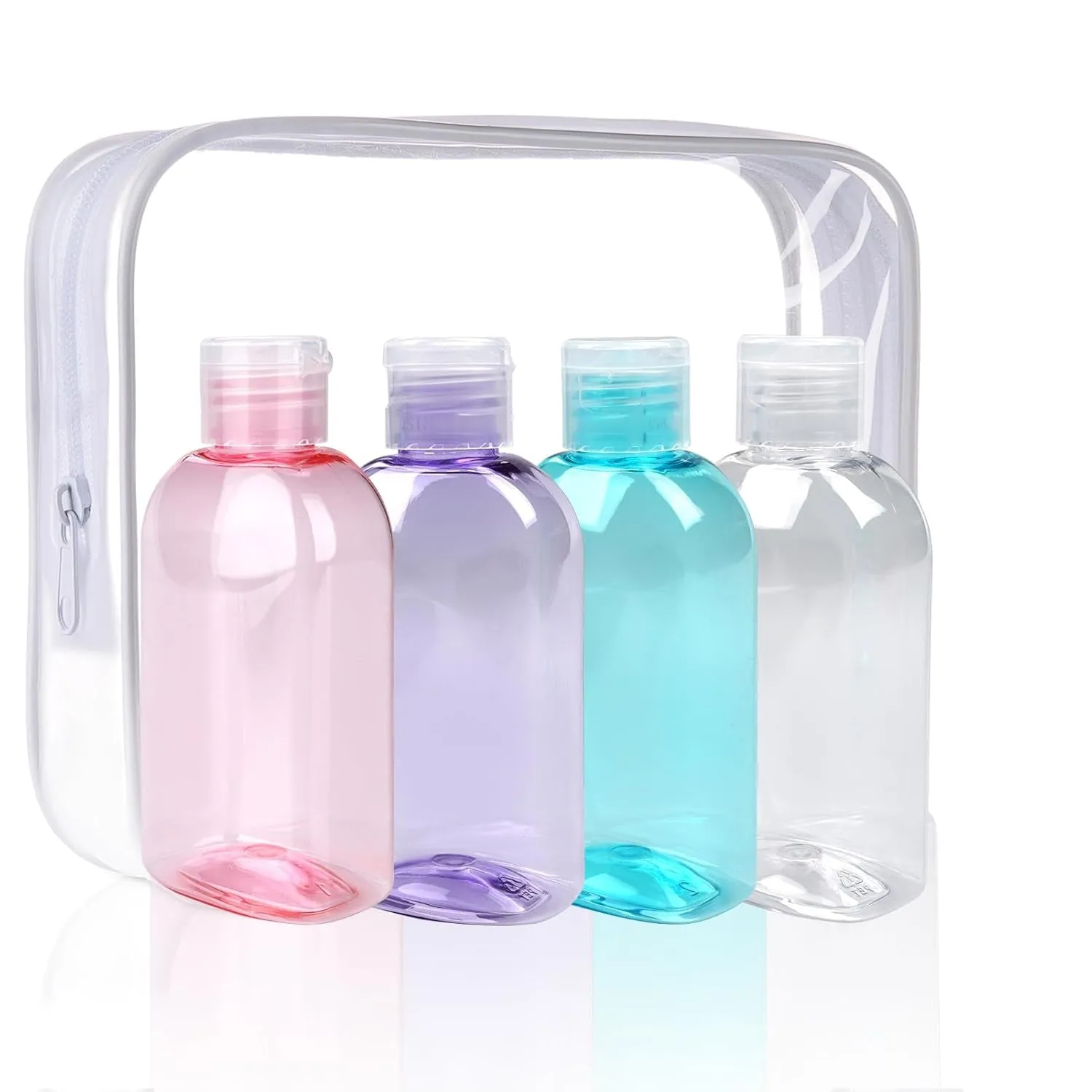 Travel Bottles for Toiletries 4Pcs 3.4Oz Travel Shampoo and Conditioner Bottles TSA Approved Travel Size Containers Leak Proof Small Plastic Squeeze Bottles with Flip Cap