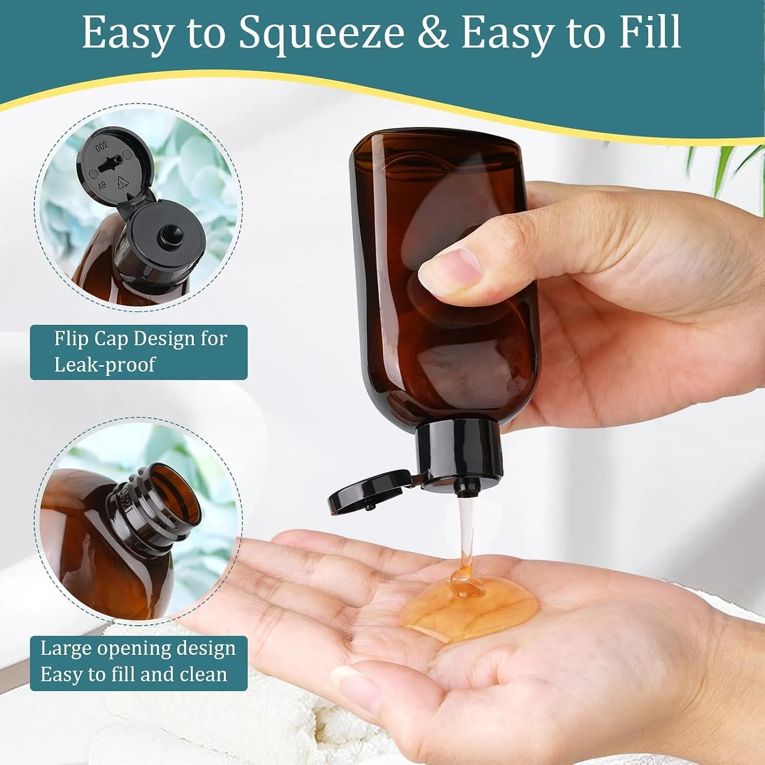 Travel Bottles for Toiletries 4Pcs 3.4Oz Travel Shampoo and Conditioner Bottles TSA Approved Travel Size Containers Leak Proof Small Plastic Squeeze Bottles with Flip Cap
