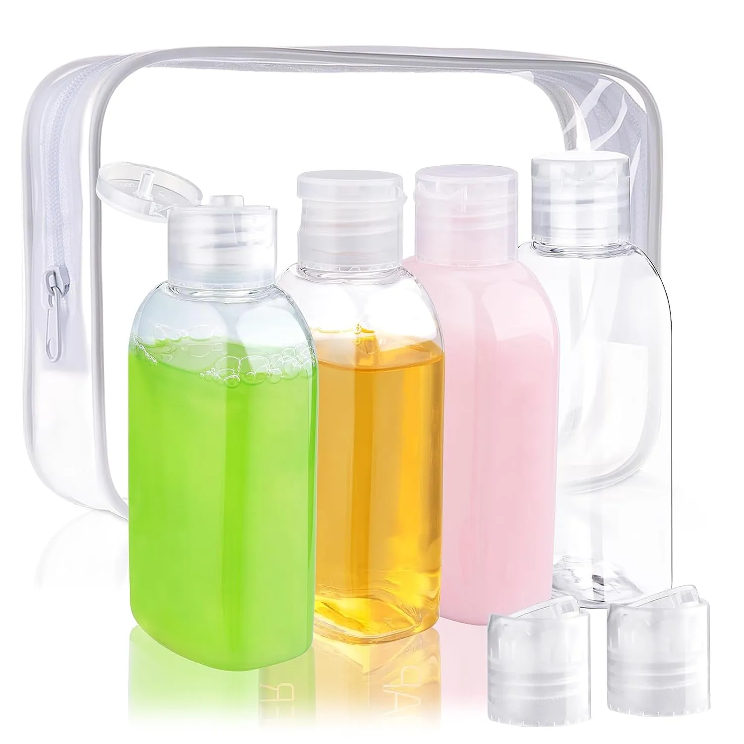 Travel Bottles for Toiletries 4Pcs 3.4Oz Travel Shampoo and Conditioner Bottles TSA Approved Travel Size Containers Leak Proof Small Plastic Squeeze Bottles with Flip Cap