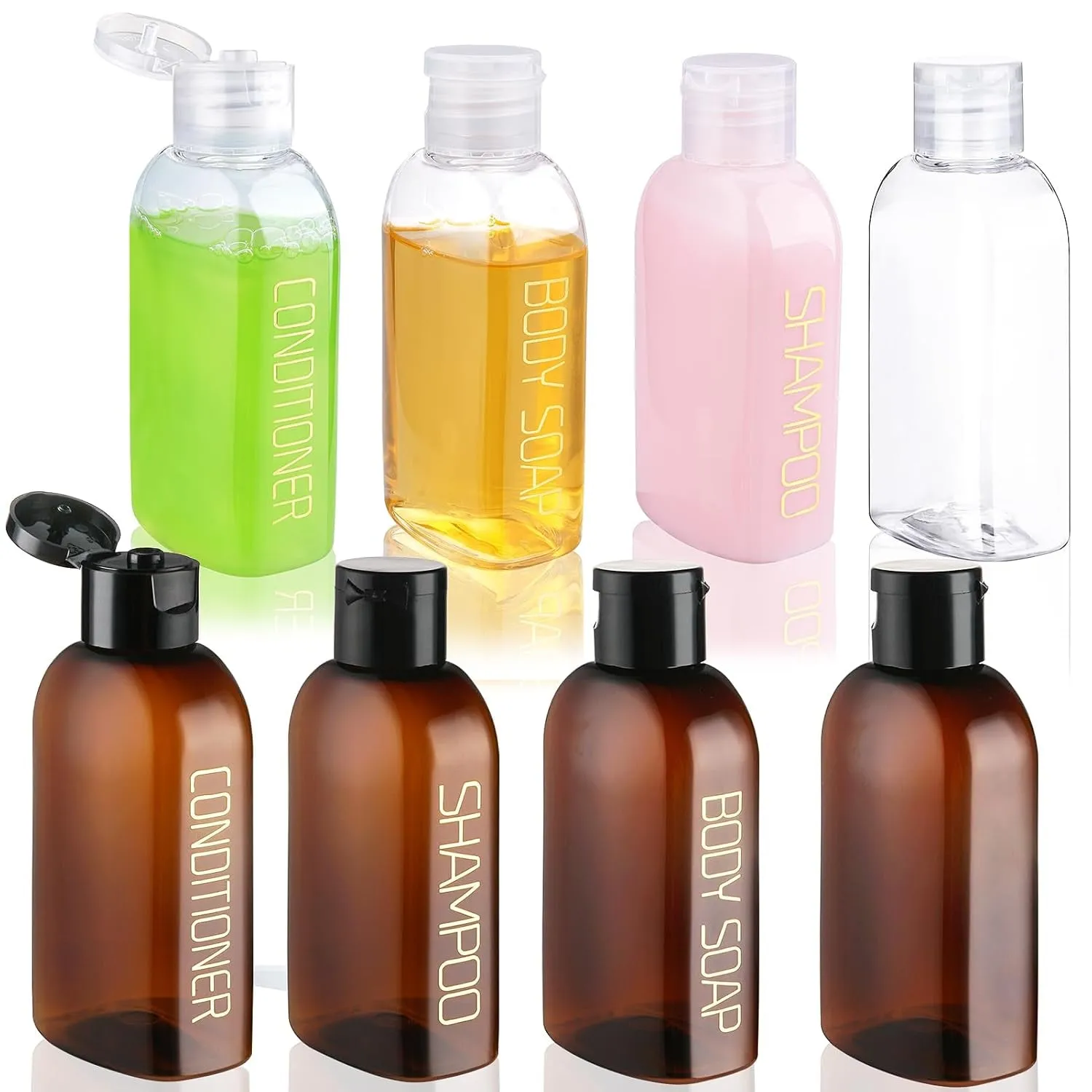 Travel Bottles for Toiletries 4Pcs 3.4Oz Travel Shampoo and Conditioner Bottles TSA Approved Travel Size Containers Leak Proof Small Plastic Squeeze Bottles with Flip Cap