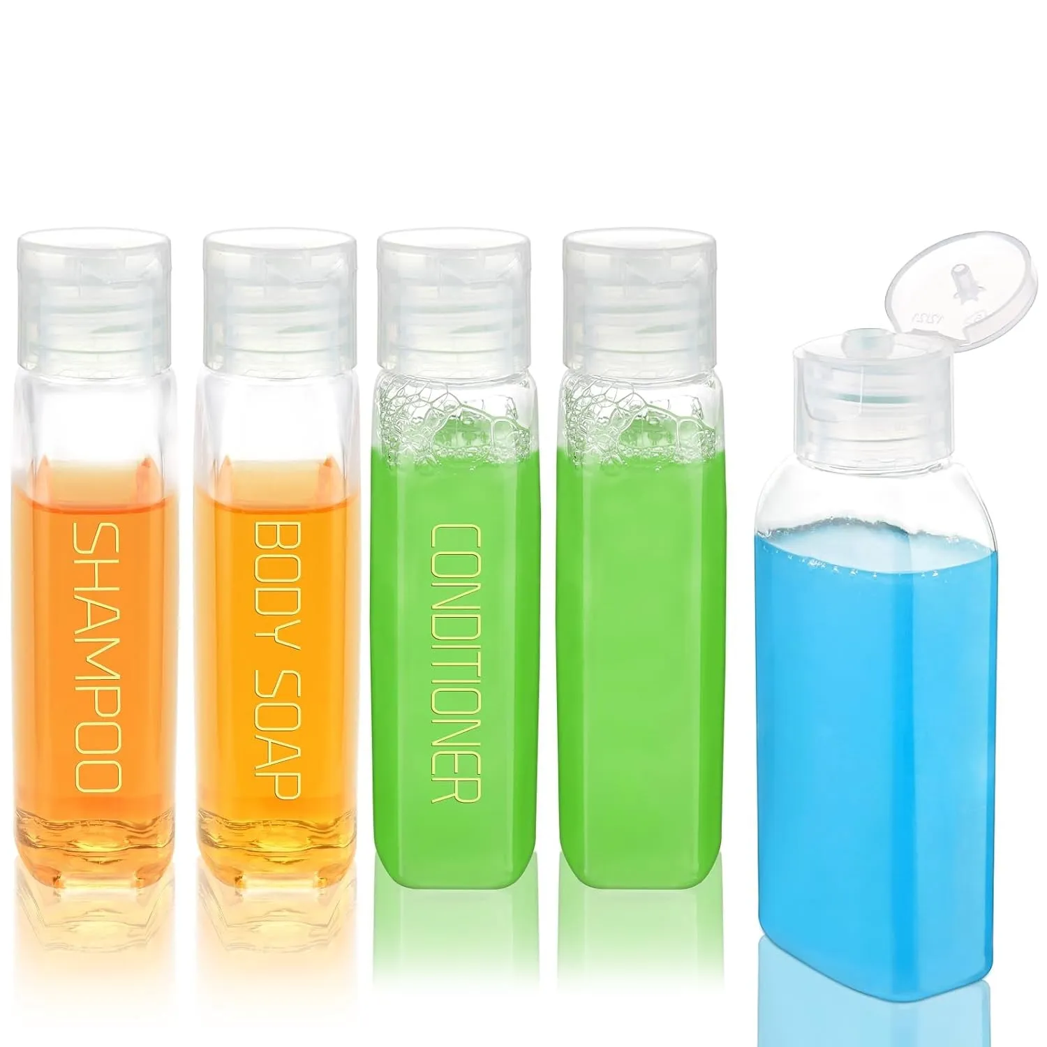 Travel Bottles for Toiletries 4Pcs 3.4Oz Travel Shampoo and Conditioner Bottles TSA Approved Travel Size Containers Leak Proof Small Plastic Squeeze Bottles with Flip Cap