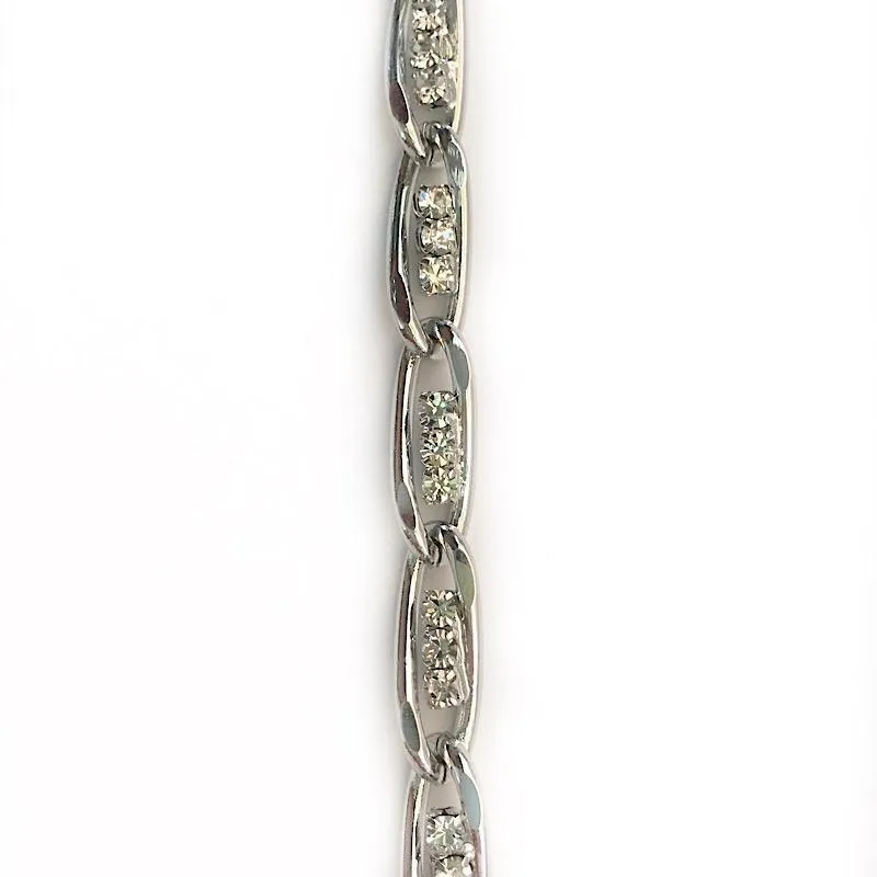 Triple Austrian Crystals in Silver Chain by the Inch (#3030)