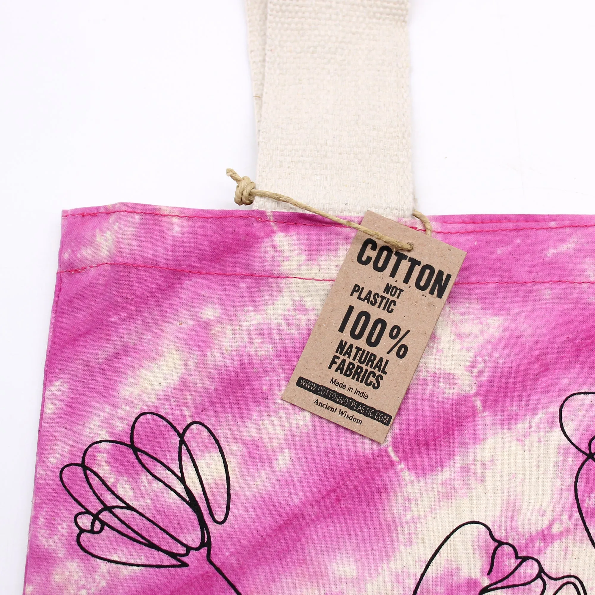 Tye-Dye Cotton Bag (6oz) - 38x42x12cm - Lotus Buddha - Multi Col - Natural Handle