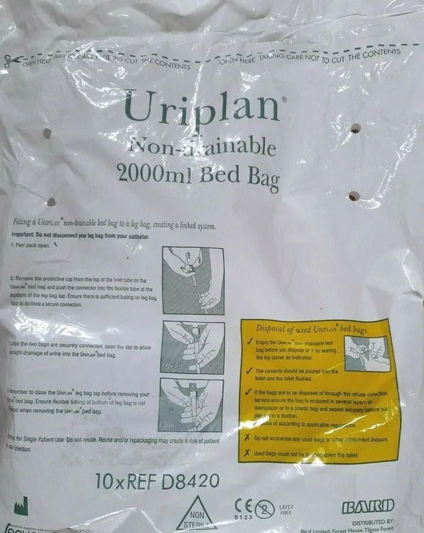 URIPLAN Non-Drainable Bed Bag 2000ml x 10 bags (D8420)