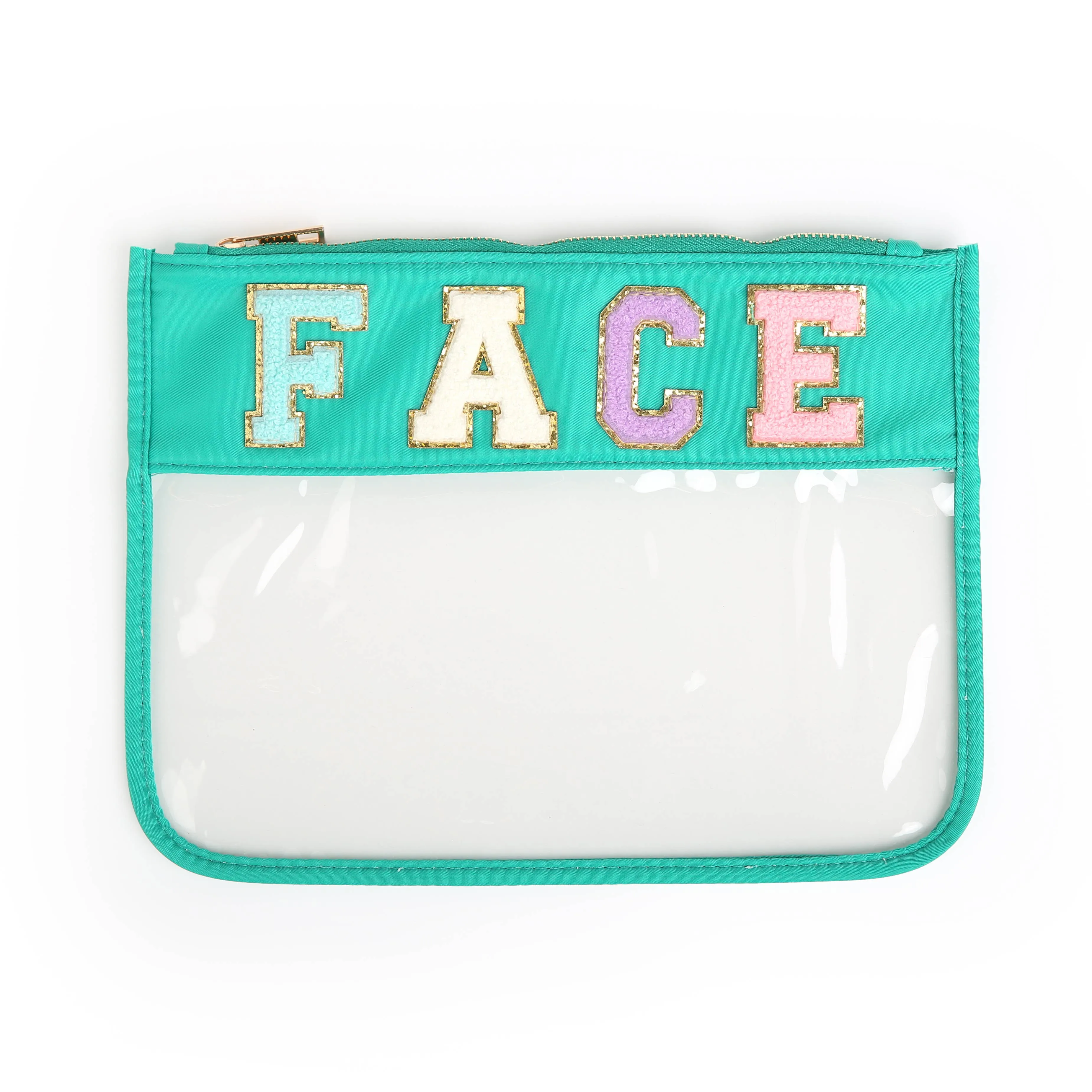 Varsity Letter Patch Clear Zippered Pouch Bag