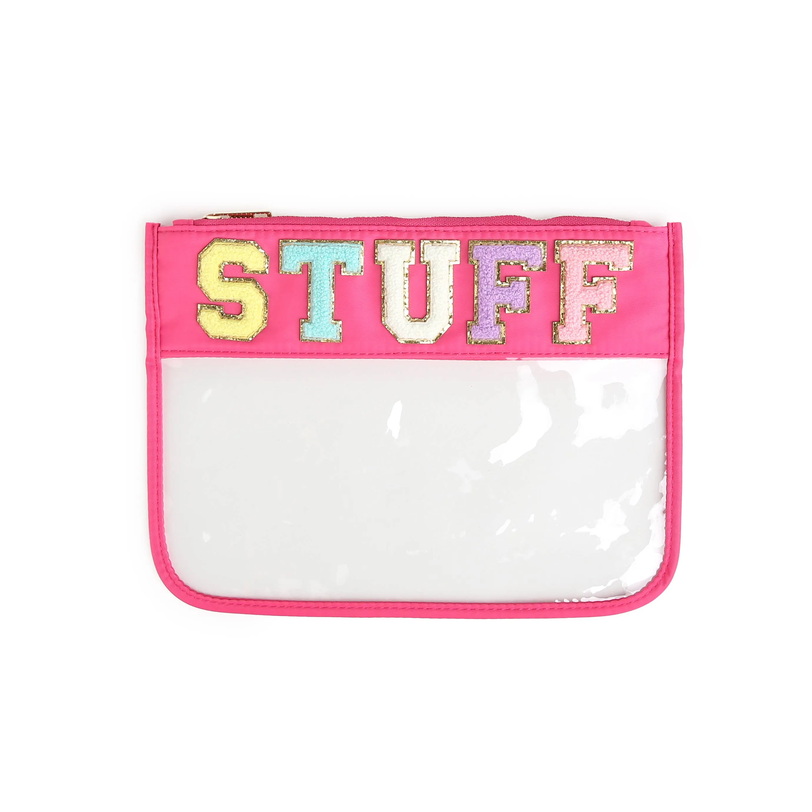 Varsity Letter Patch Clear Zippered Pouch Bag
