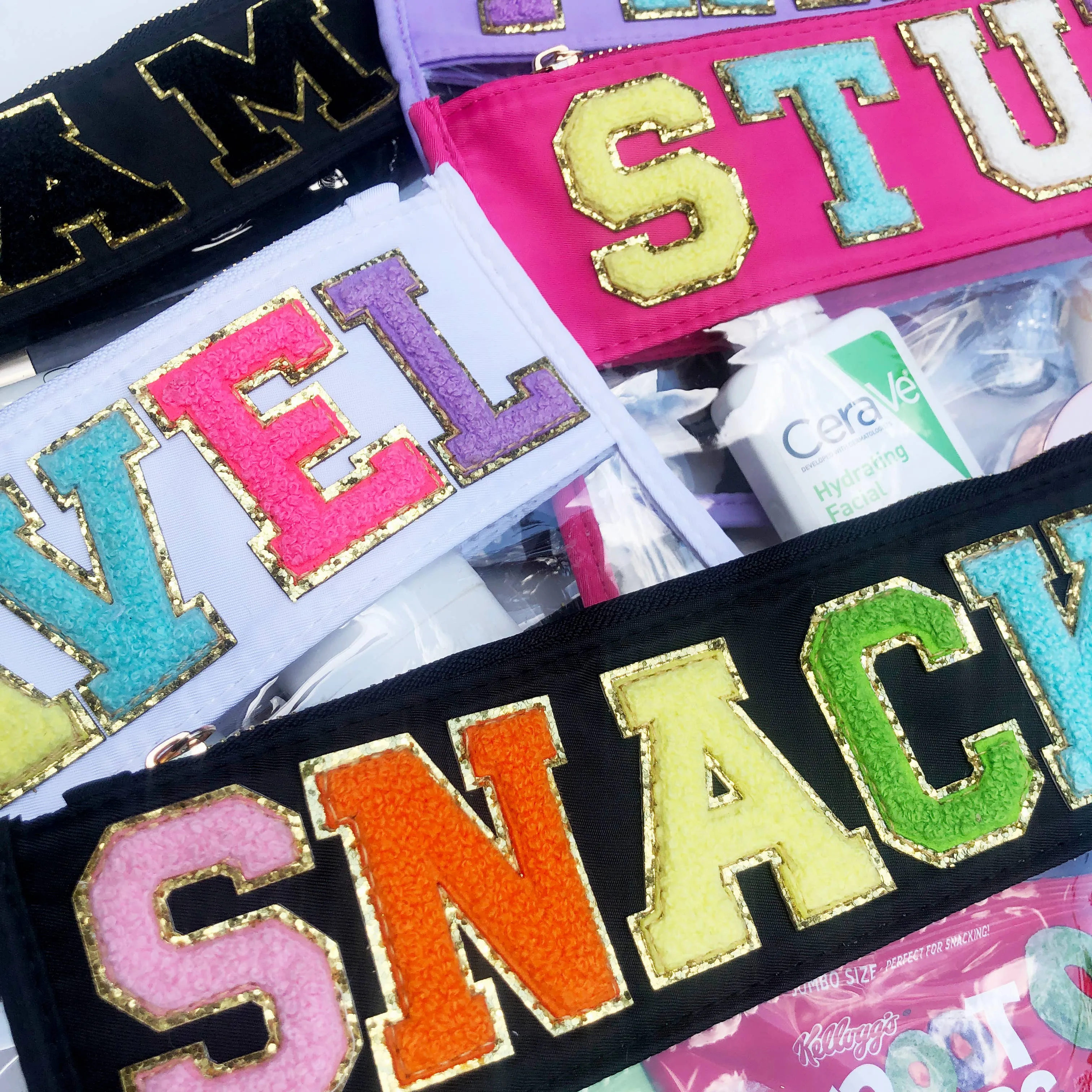 Varsity Letter Patch Clear Zippered Pouch Bag