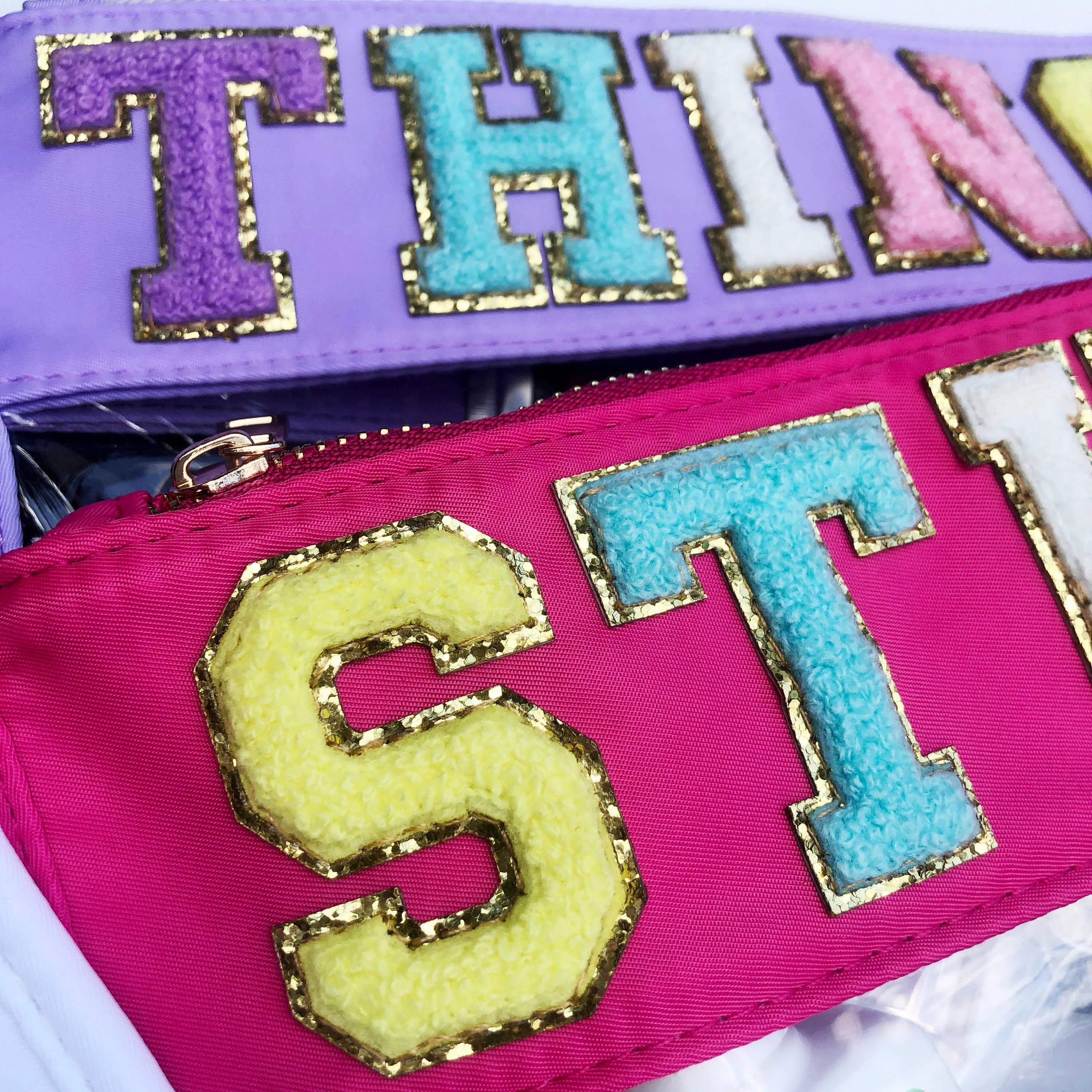 Varsity Letter Patch Clear Zippered Pouch Bag