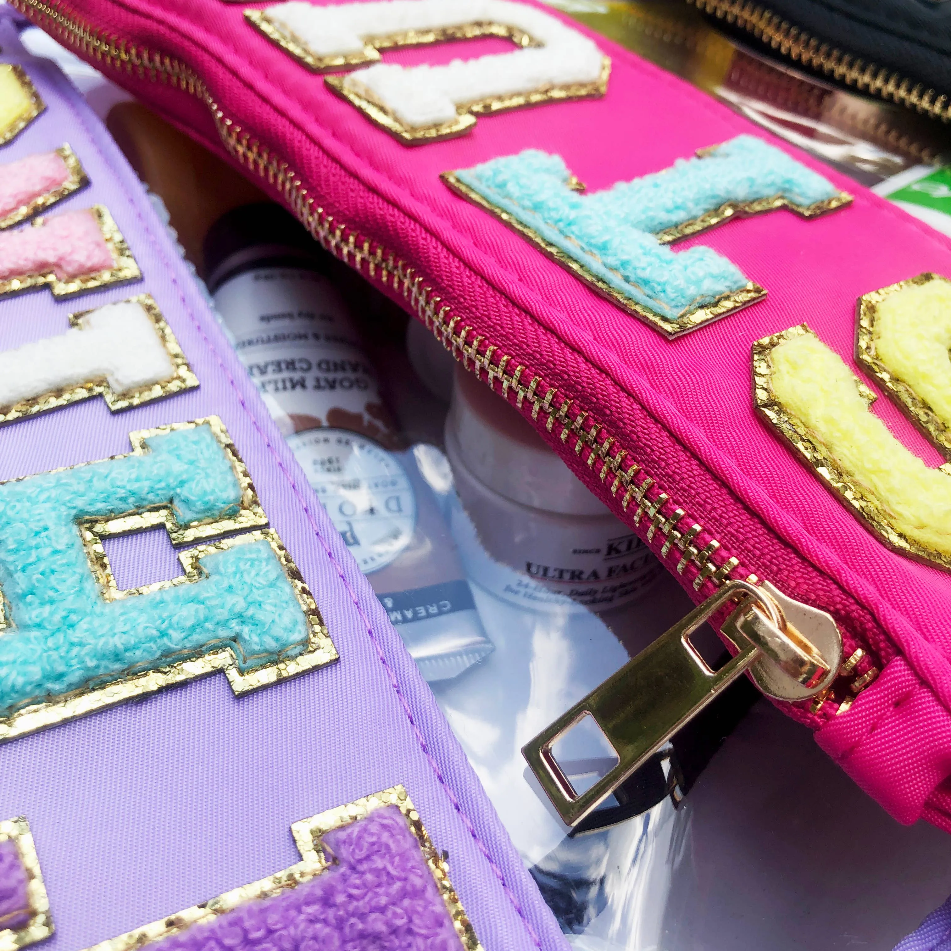 Varsity Letter Patch Clear Zippered Pouch Bag