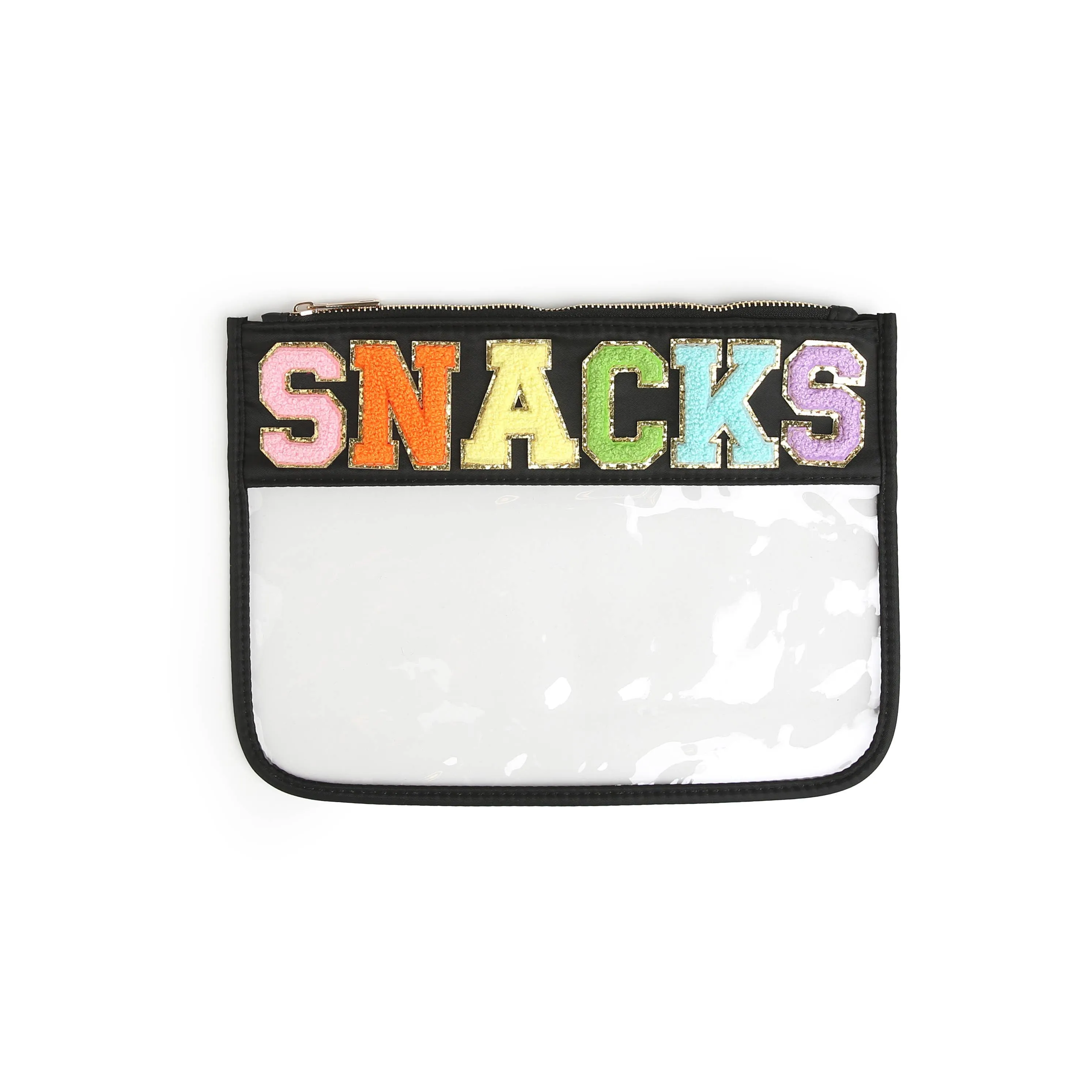 Varsity Letter Patch Clear Zippered Pouch Bag