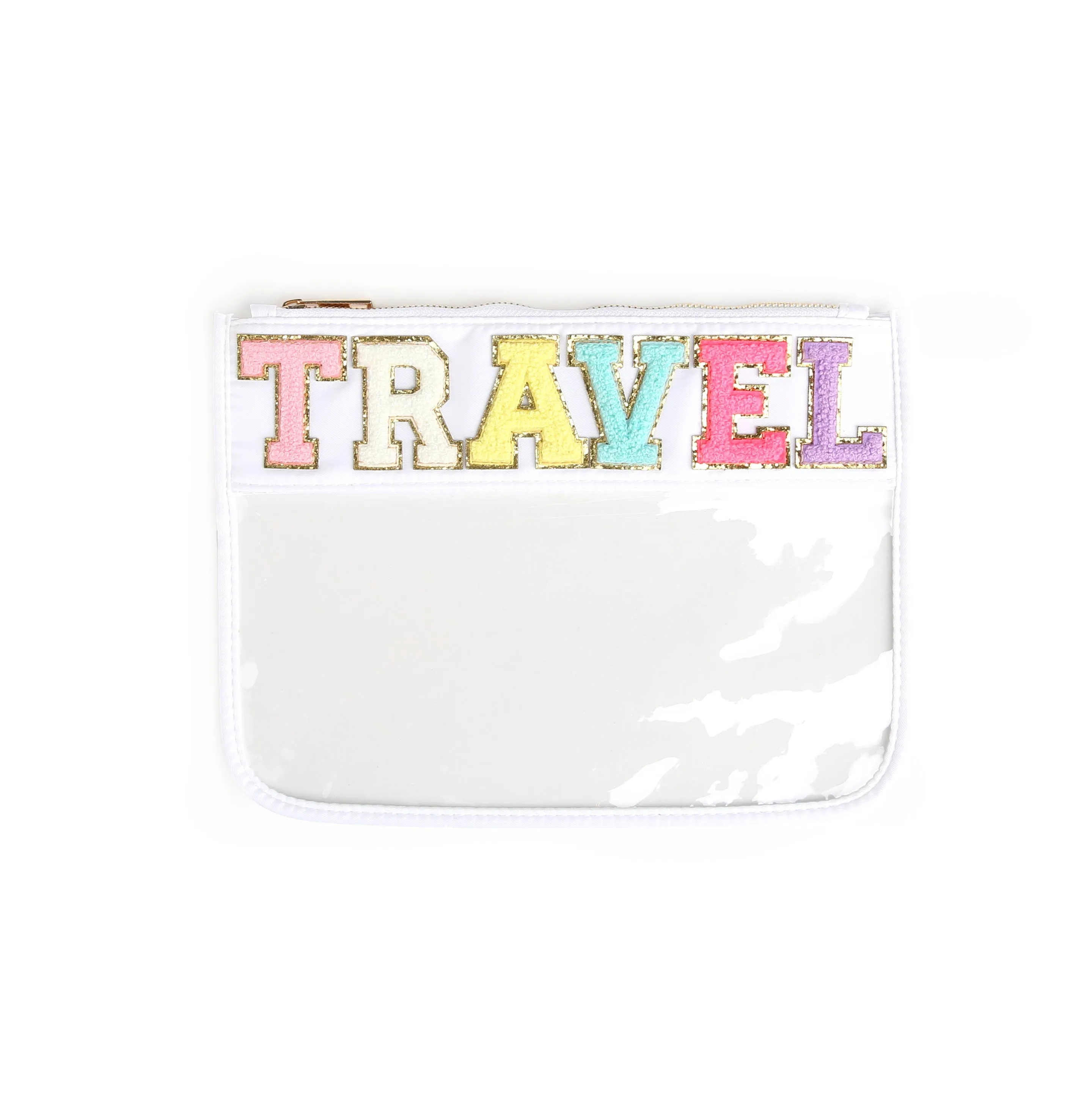 Varsity Letter Patch Clear Zippered Pouch Bag