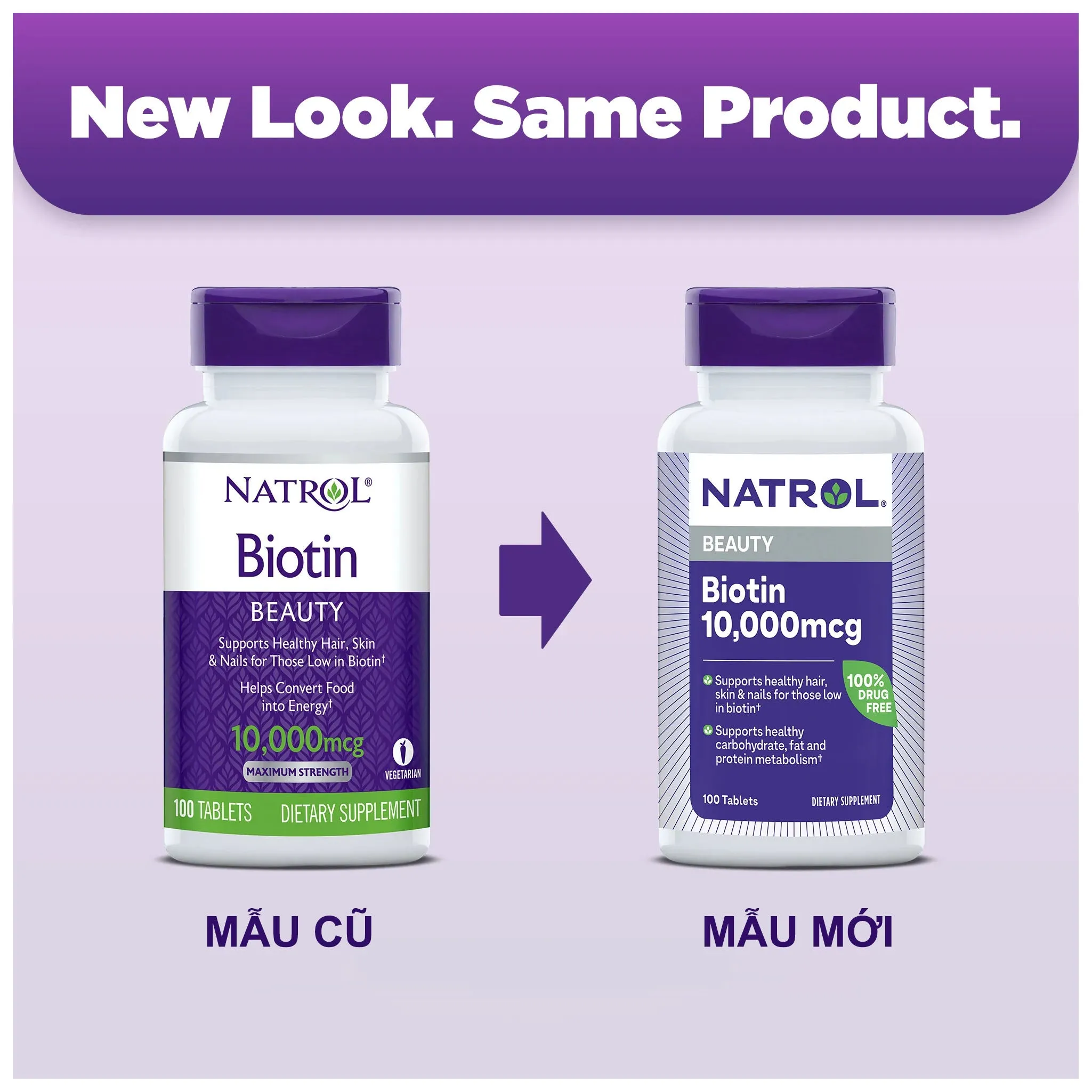Viên Uống Mọc Tóc Natrol Biotin Beauty 10.000mcg 100 viên