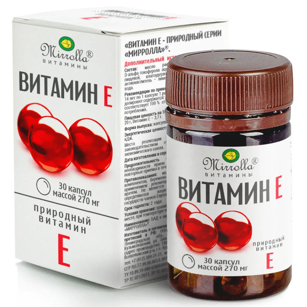Viên Uống Vitamin E Đỏ của Nga Mirrolla 270mg