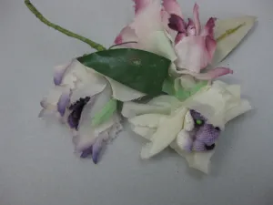 vintage 30s 40s Millinery flower or from dress pastel Velvet and nylon Iris
