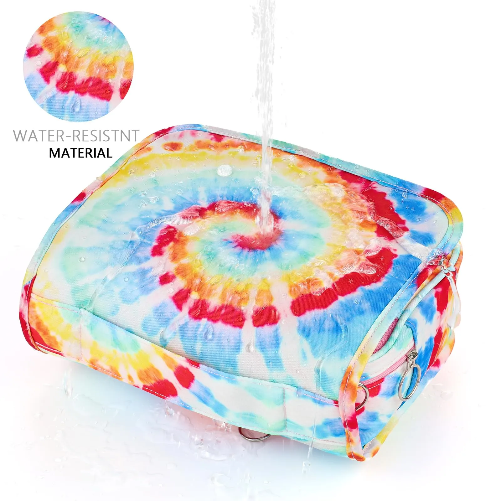 Vipdeal Kids Hanging Toiletry Bag for Girls, Travel Toiletry Bag for Little Young Girls Cosmetic Makeup Waterproof Wash Bag Toddler Traveling Toiletries, Tie Dye Pink