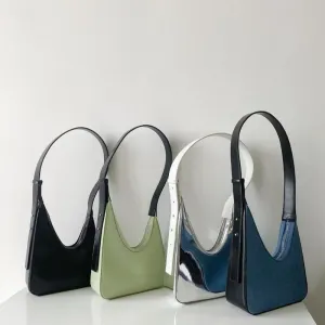 Wanda Asymmetrical Faux Leather Denim Handbag