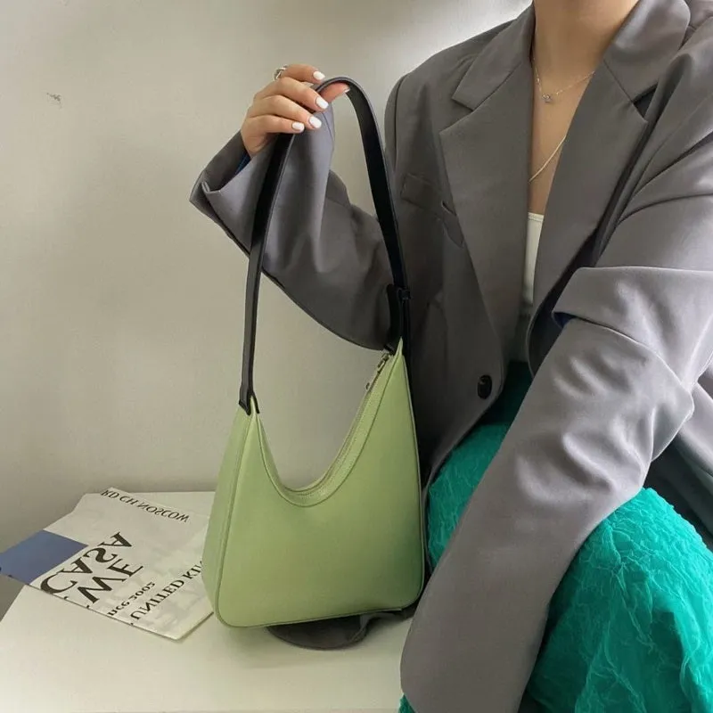 Wanda Asymmetrical Faux Leather Denim Handbag