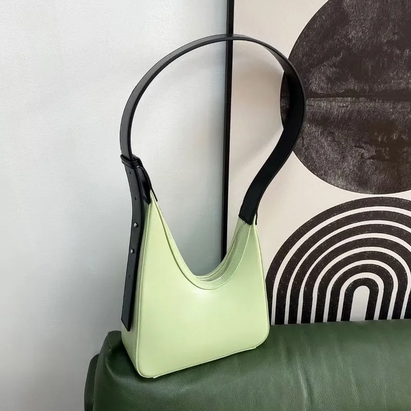 Wanda Asymmetrical Faux Leather Denim Handbag