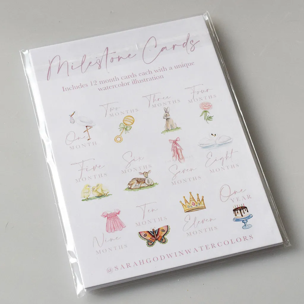 Watercolor Milestone Cards Pink