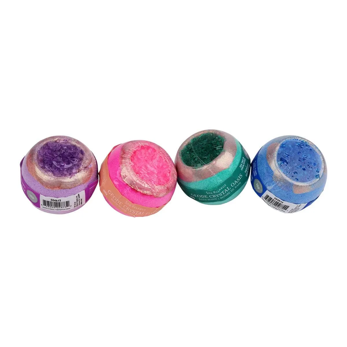 Wholesale Geode Crystal Oasis Organic Bath Bombs 4-Piece Gift Set