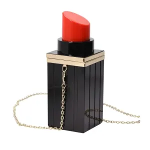 Women's Dinner Travel Lipstick Design Chain Acrylic Shoulder Bag
