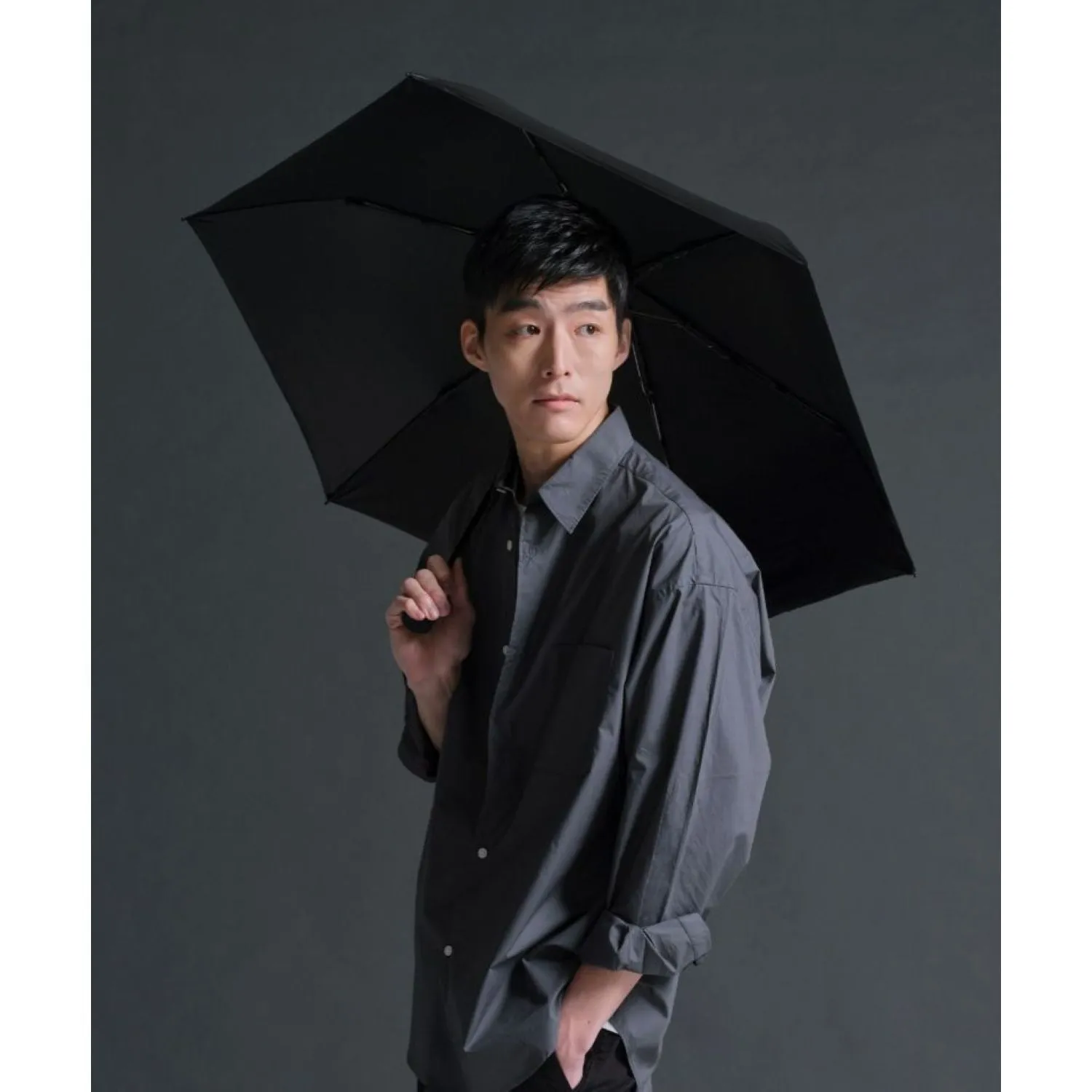 WPC Go-Koh Premium Black Wind Resistant UV Protection UPF 50  Umbrella 55cm