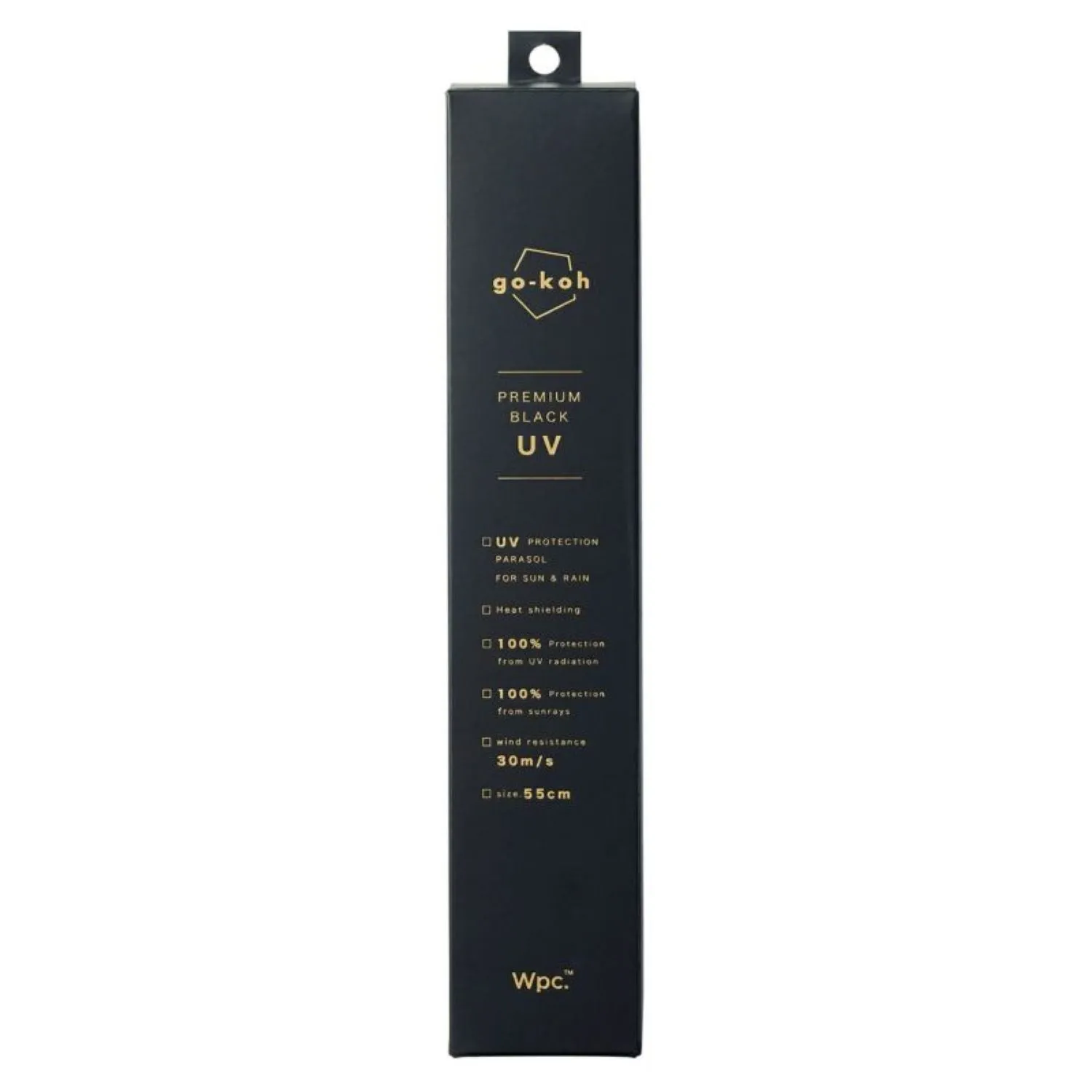WPC Go-Koh Premium Black Wind Resistant UV Protection UPF 50  Umbrella 55cm